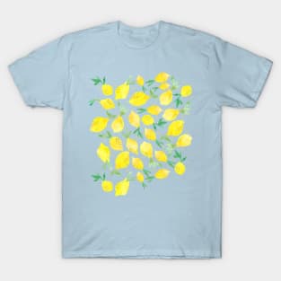 Whimsical Lemon Scatter Pattern - Hand Painted Watercolor T-Shirt